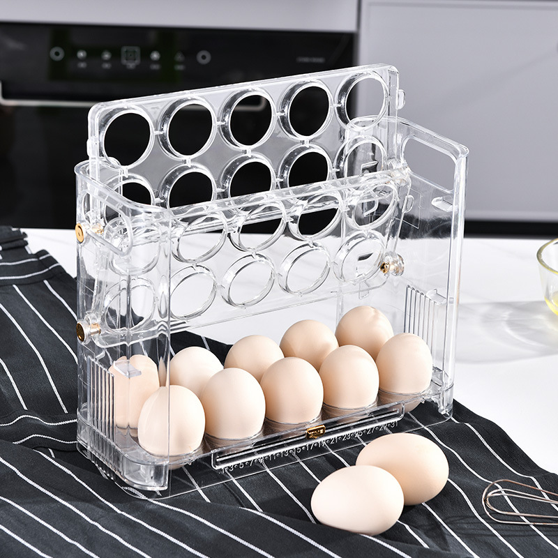 Free shipping: Kitchen egg tray, multi-layer egg rack, refrigerator storage box, storage box, can be flipped three layers, 30 egg boxes pic 22