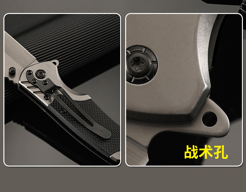 G10 Outdoor multi-purpose tactical survival knife, camping portable pocket self-defense knife, stainless steel folding knife, folding knife design for easy carrying pic 20