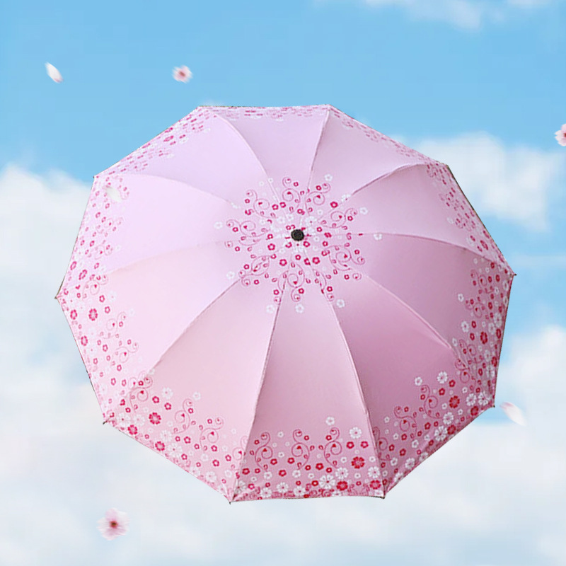 晴雨两用伞10骨加大单双人黑胶印花太阳伞防晒遮阳伞加厚折叠雨伞详情5