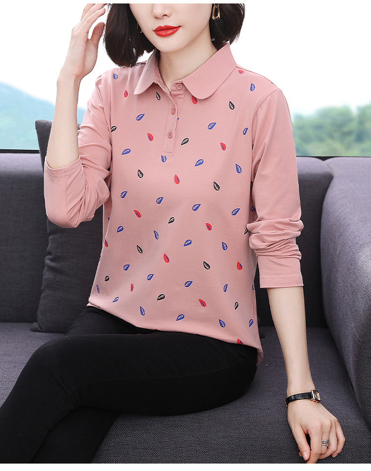 妈妈装2024年秋季新款长袖女T恤高级感小众设计宽松显瘦拼接上衣详情16