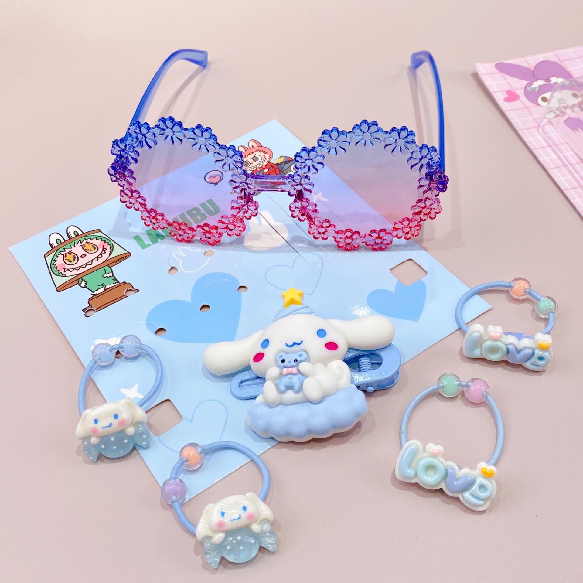 新款三丽鸥眼镜卡通皮筋发夹饰品套装可爱少女心装扮潮玩时尚精品详情14