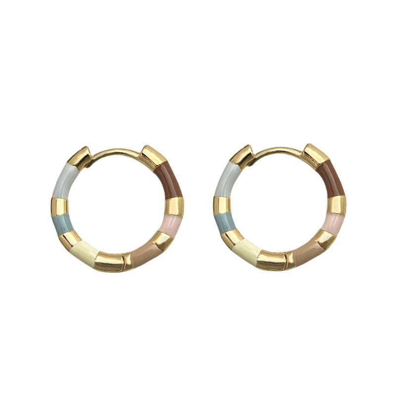 Spring series seven-color enamel drop glaze round geometric plating 14K simple and sweet earring factory earrings new accessory pic 11