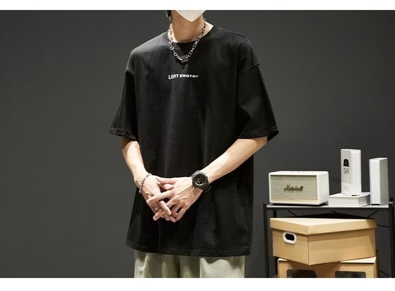 夏季男士t恤潮牌潮流简约半袖上衣男装短袖纯棉衣服男生体恤印花详情19