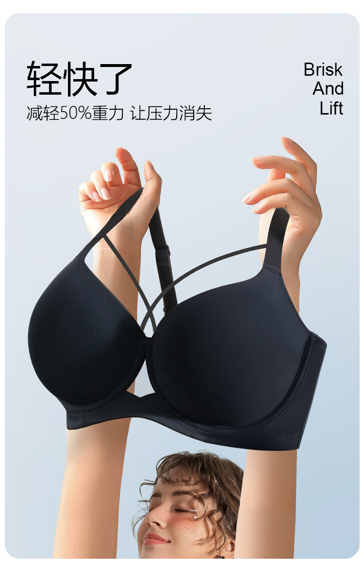 跨境大码mm无痕内衣女大胸显大聚拢收副乳上托薄款性感文胸罩详情15