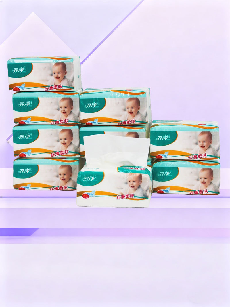 双净丝滑柔肤纸巾宝宝级呵护原生木浆四层加厚湿水不易破详情9