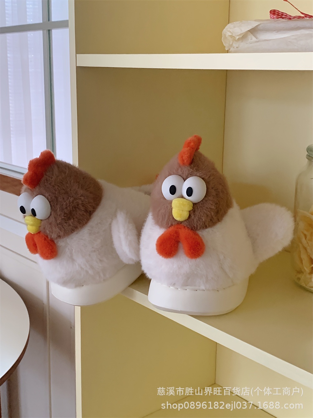 爆款大公鸡棉拖鞋冬季卡通可爱男童女童保暖防滑居家小孩毛绒拖鞋详情8