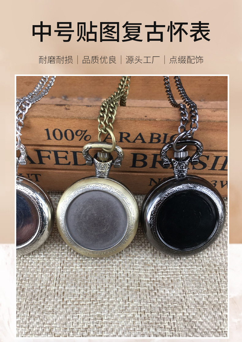 中号贴图复古怀表装饰迷你配件怀表低DIY项链表学生表来图批发详情1