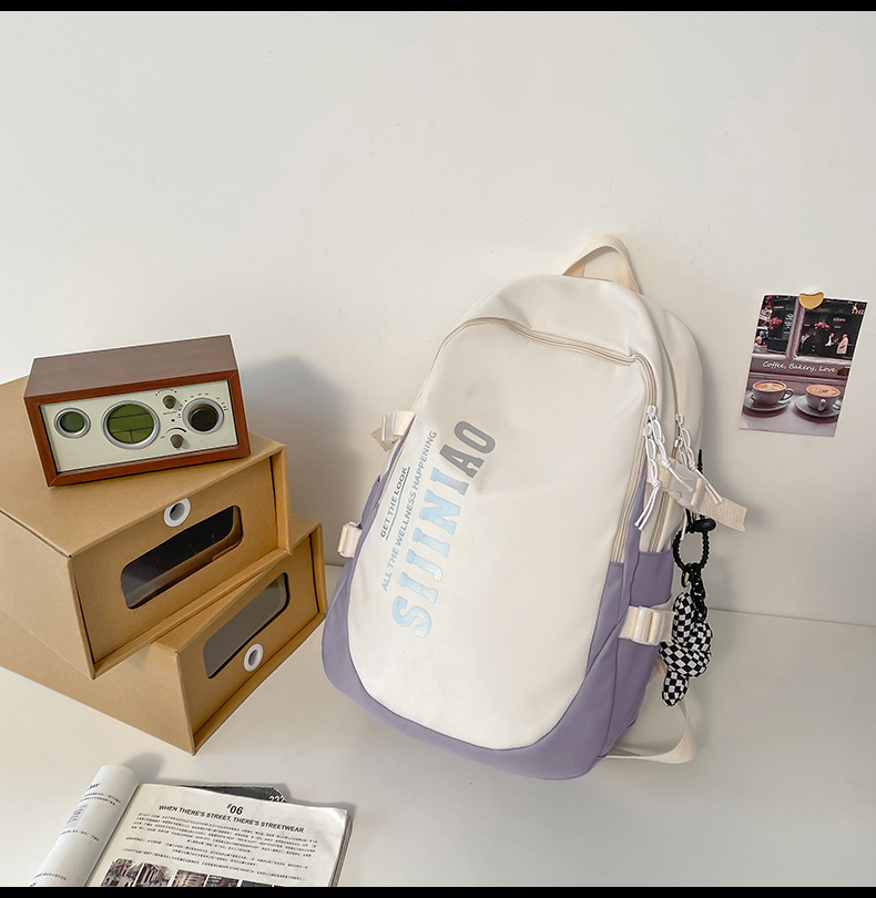 韩版新款书包女高中生日系简约初中生双肩包男初中大学生电脑背包详情40