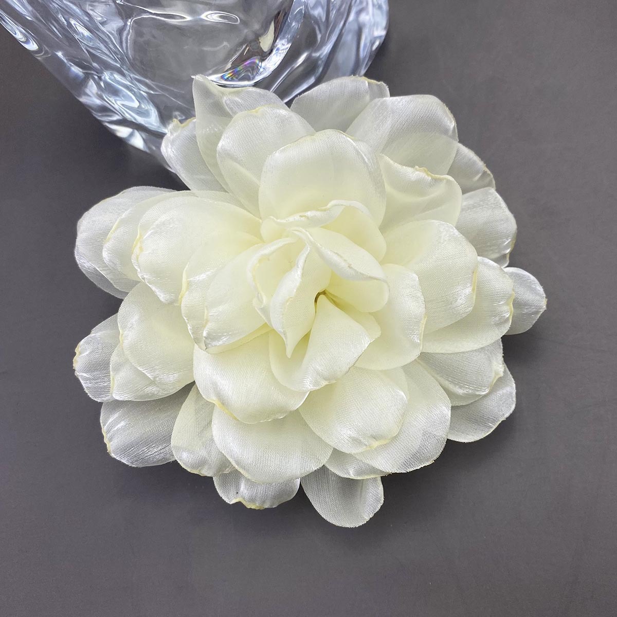 10cm欧根纱百合缎面烧边纱花diy手工头饰服饰辅料鞋花批发发饰详情7