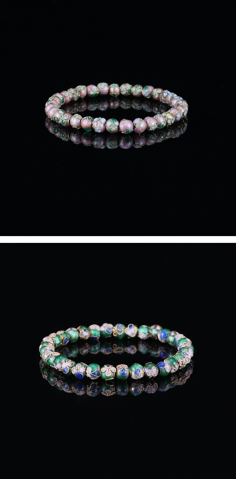 Beijing Cloisonne classical ethnic style jewelry, cloisonne enamel filigree silver blue round bead bracelet pic 5