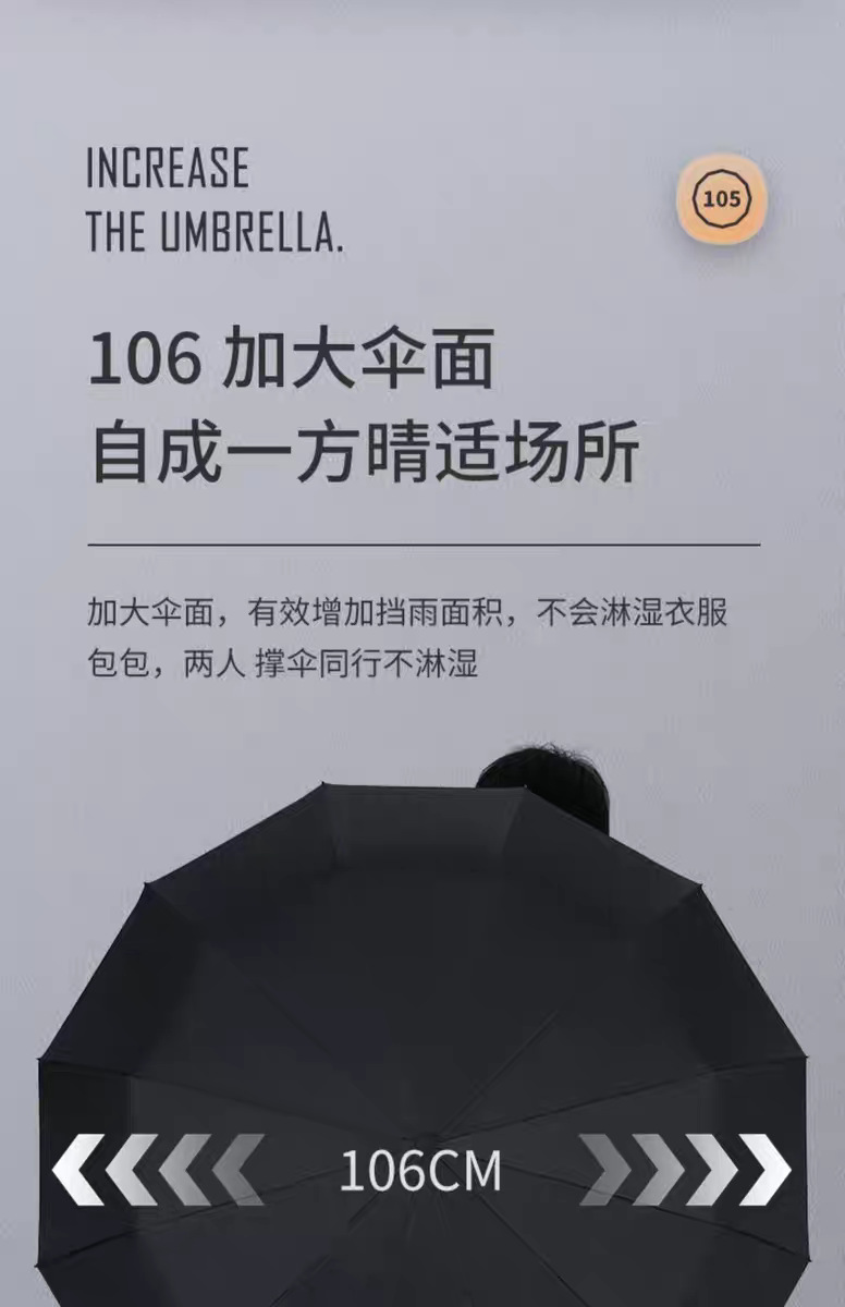 自动雨伞男士商务晴雨两用遮阳伞木手柄雨伞加厚加大防晒遮阳伞详情6