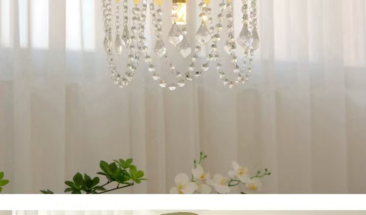 法式奶油风浪漫水晶吊灯美式轻奢玄关过道床头衣帽间公主房灯具详情4