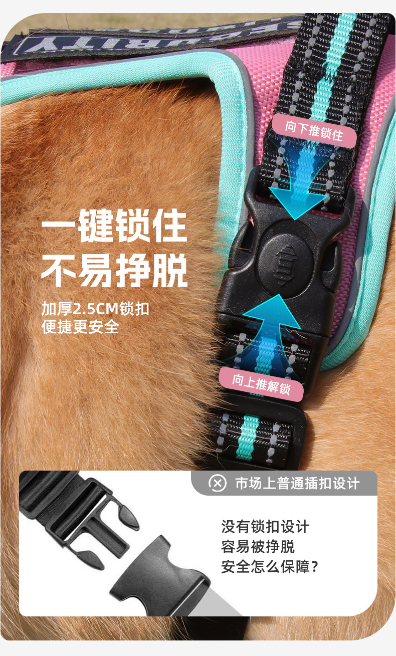 Cross-border dog leashes, anti-break large dog chest straps, reflective medium and large dog leashes, outdoor dog walking leashes pic 13