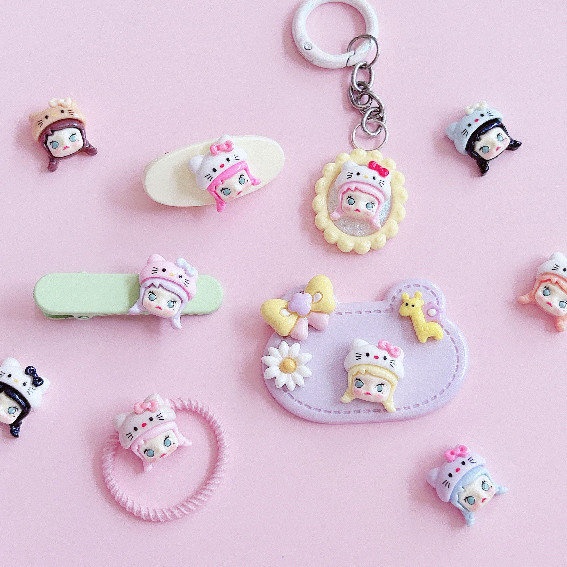 Gold pink cat hat, cute kid series diy hairpin accessories, handcrafted creative design, and decorative materials pic 8
