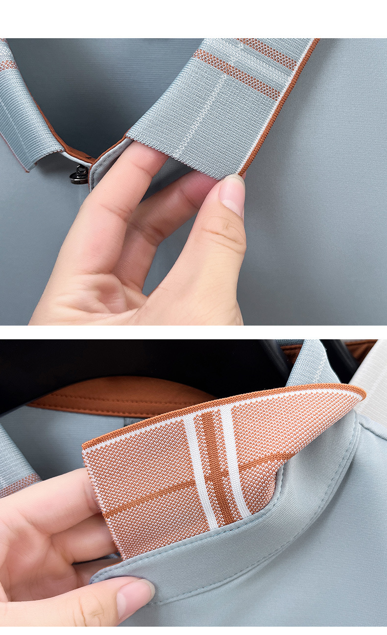 桑蚕丝polo衫男无痕翻领2025夏季新款纯色商务透气薄款短袖男t恤详情12