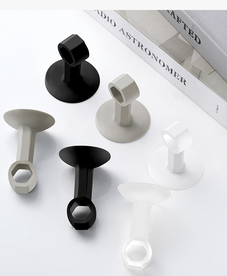 New silicone door handle, door suction, anti-collision pad, toilet suction cup, door lock without drilling, window, bathroom door stop, door collision pic 20