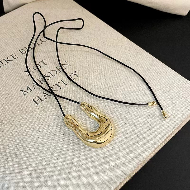 韩国博主同款不规则几何爱心吊坠项链抽拉可调节毛衣链小众时尚详情11