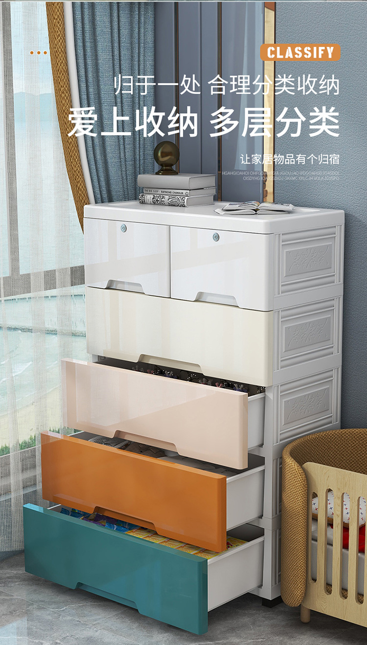 特大56/70宽多层收纳柜抽屉式塑料储物柜家用儿童衣柜整理五斗柜详情3