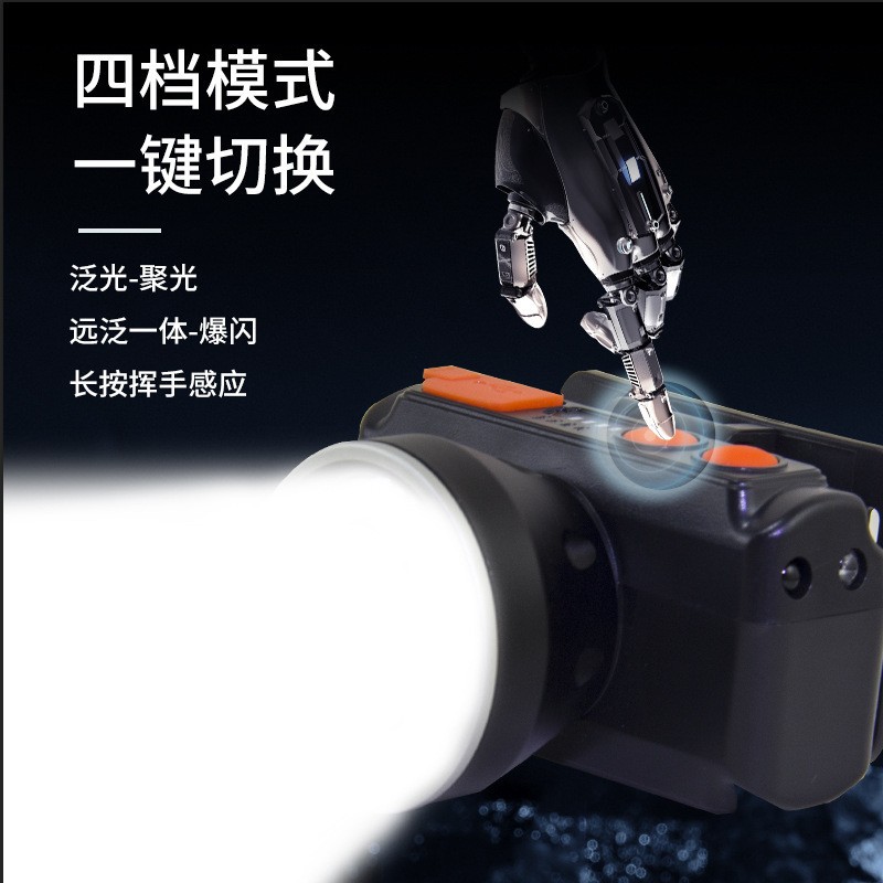 Pailide Cross-border high-power sensor headlamp with long-range flashing integrated 6+1 strong light aluminum alloy for outdoor night fishing and cycling pic 6