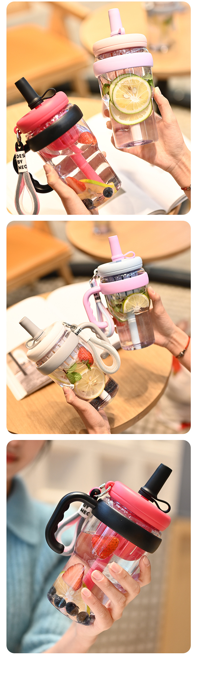 高颜值新款塑料杯茶水分离便携式手提随行杯家用办公吸管果茶水杯详情13