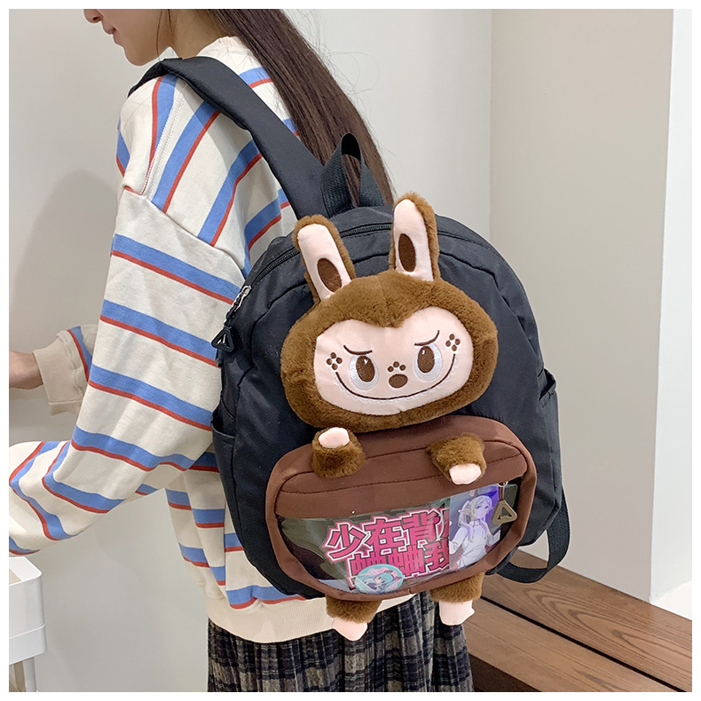 可爱拉布布少女双肩包新款卡通创意玩偶背包萌趣软妹休闲学生书包详情31