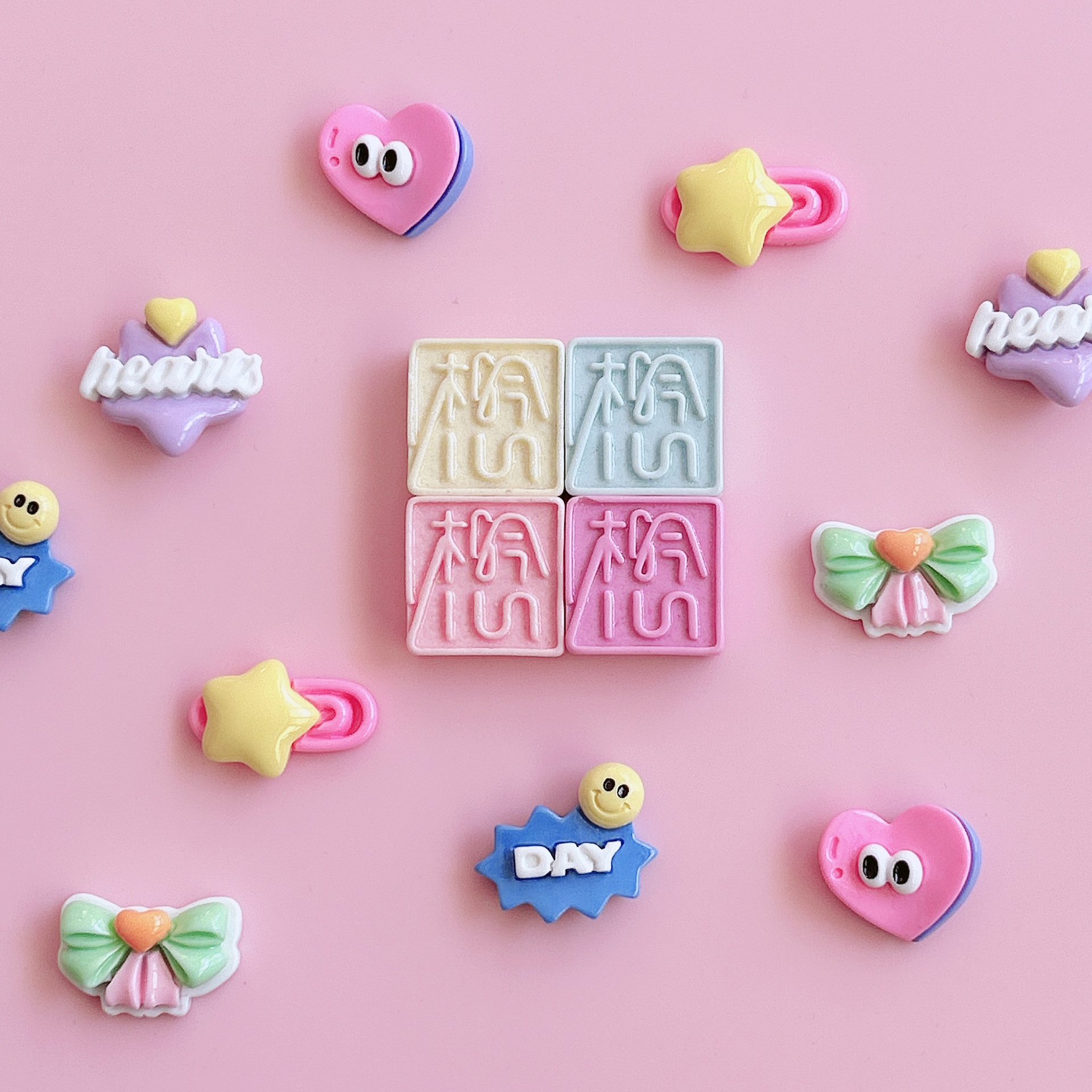 XN Star Pin, Bow sign, Heart-shaped Big eyes, diy resin jewelry accessories, Handmade hair clip stickers pic 8