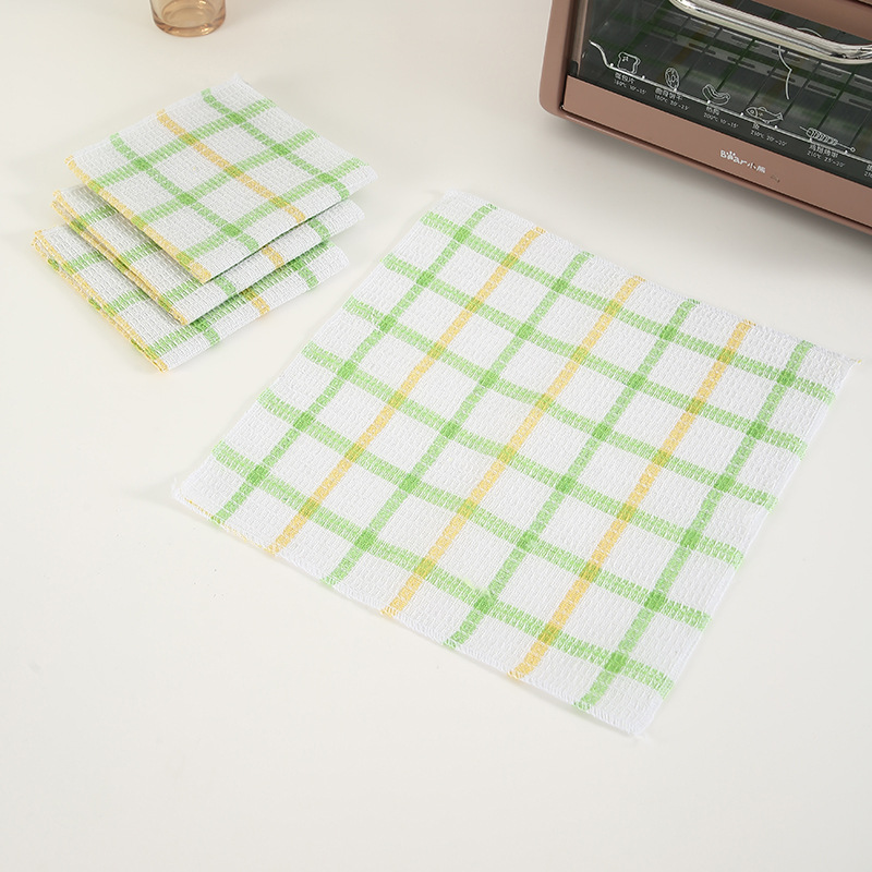 跨境双面格子洗碗布 家政常用厨房用品清洁抹布 耐用格纹清洁布详情10