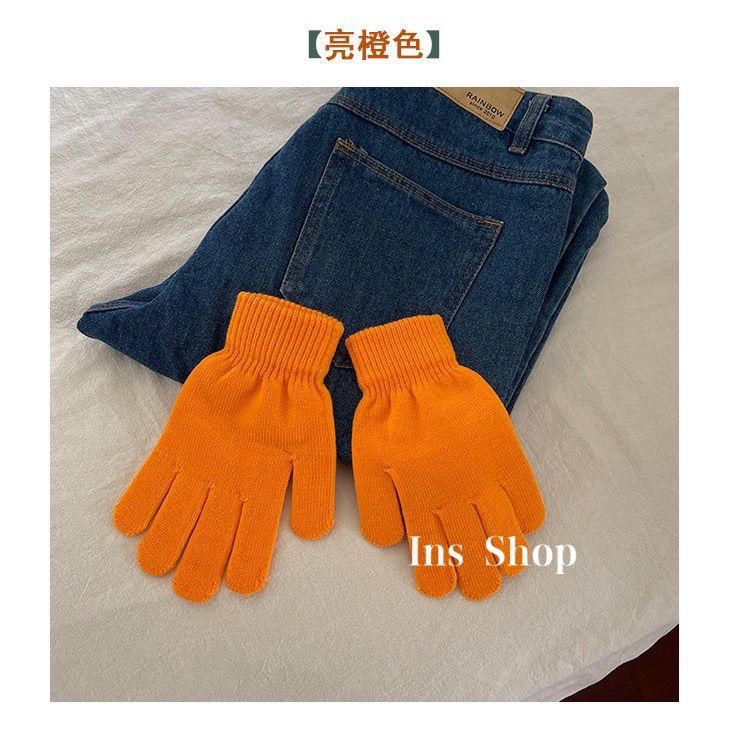 ins candy-colored gloves for warmth and cold protection in autumn and winter, solid color, versatile, student woolen knitted, couple cross-border bestsellers pic 47