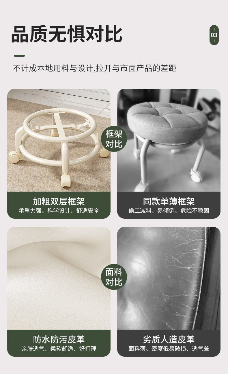 万向轮小凳子家用亚克力滑轮矮凳客厅带娃神器可移动坐凳美缝小椅详情5