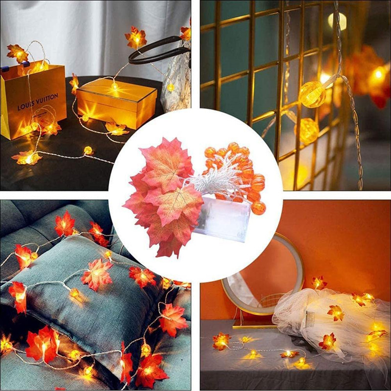 Cross-border led maple leaf color lights, flashing lights, string lights, starry sky, holiday Christmas room decoration, battery USB star lights pic 30