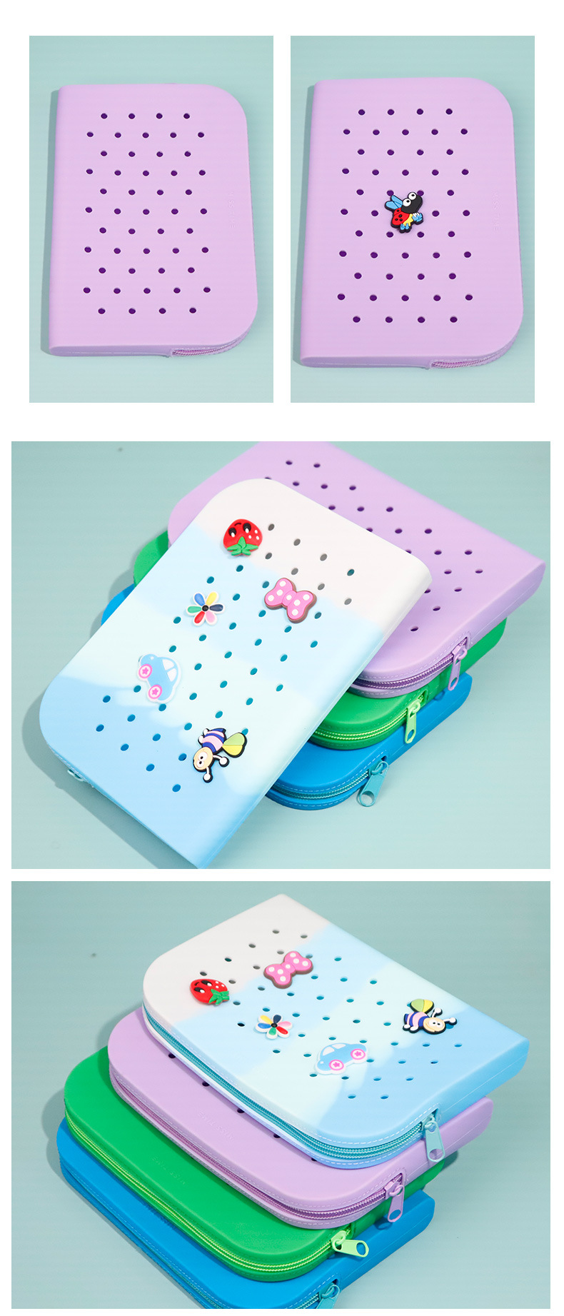 新款洞洞笔袋创意硅胶便携大容量文具收纳DIY可爱铅笔盒批发详情6