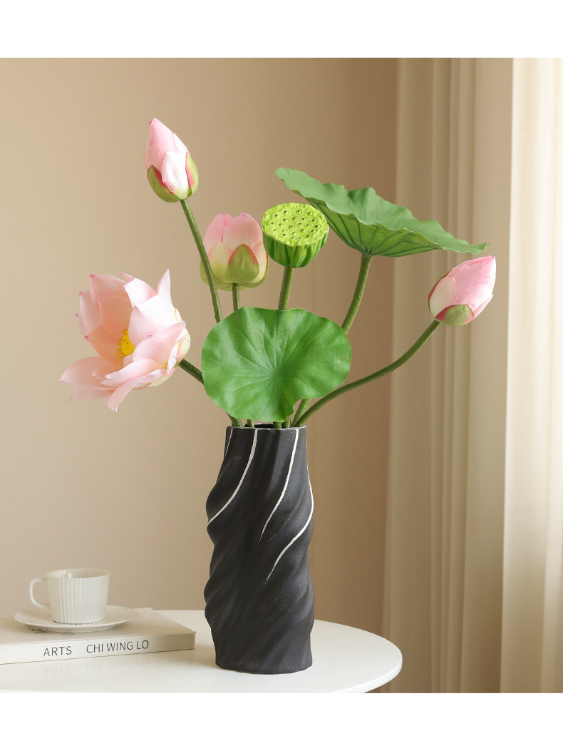 仿真荷花荷叶莲蓬中式禅意家居装饰假花园艺宠物花盆容器批发详情24