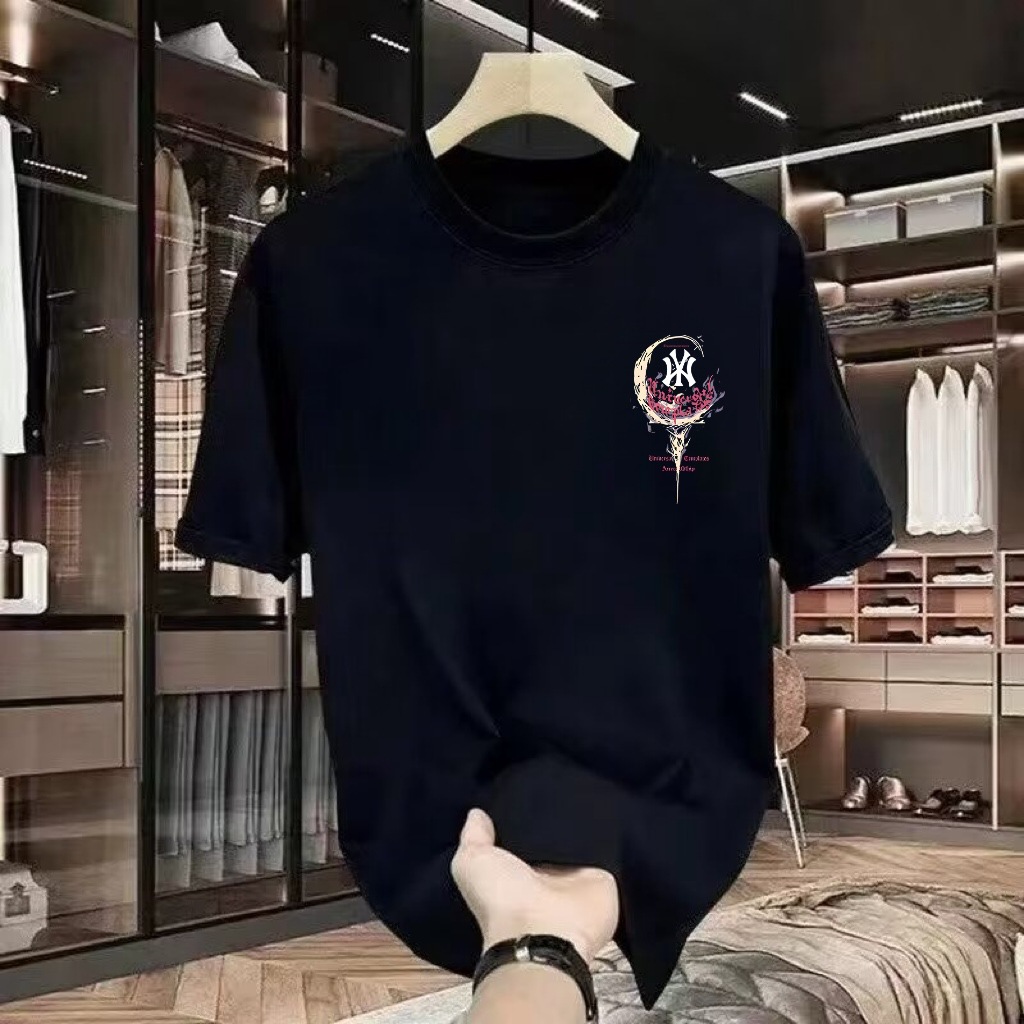 National trendy summer 2025 camiseta de manga corta hombre estampado cuello redondo cuerpo adolescente legging suelto camiseta pic 36