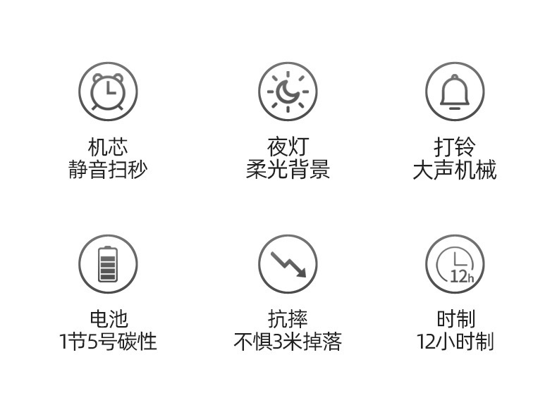 闹钟学生儿童专用起床神器床头男女孩强力叫醒金属打铃智能小闹钟详情3