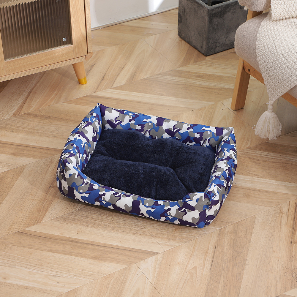 Camouflage PP cotton thickened pet dog bed, winter fleece thickened cat bed sleeping pad, anti-slip bottom filled thickened square pad pic 9