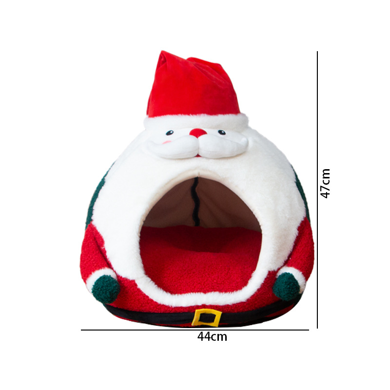 新款跨境圣诞老人猫窝保暖宠物窝猫咪狗狗窝垫深度睡眠宠物用品详情5