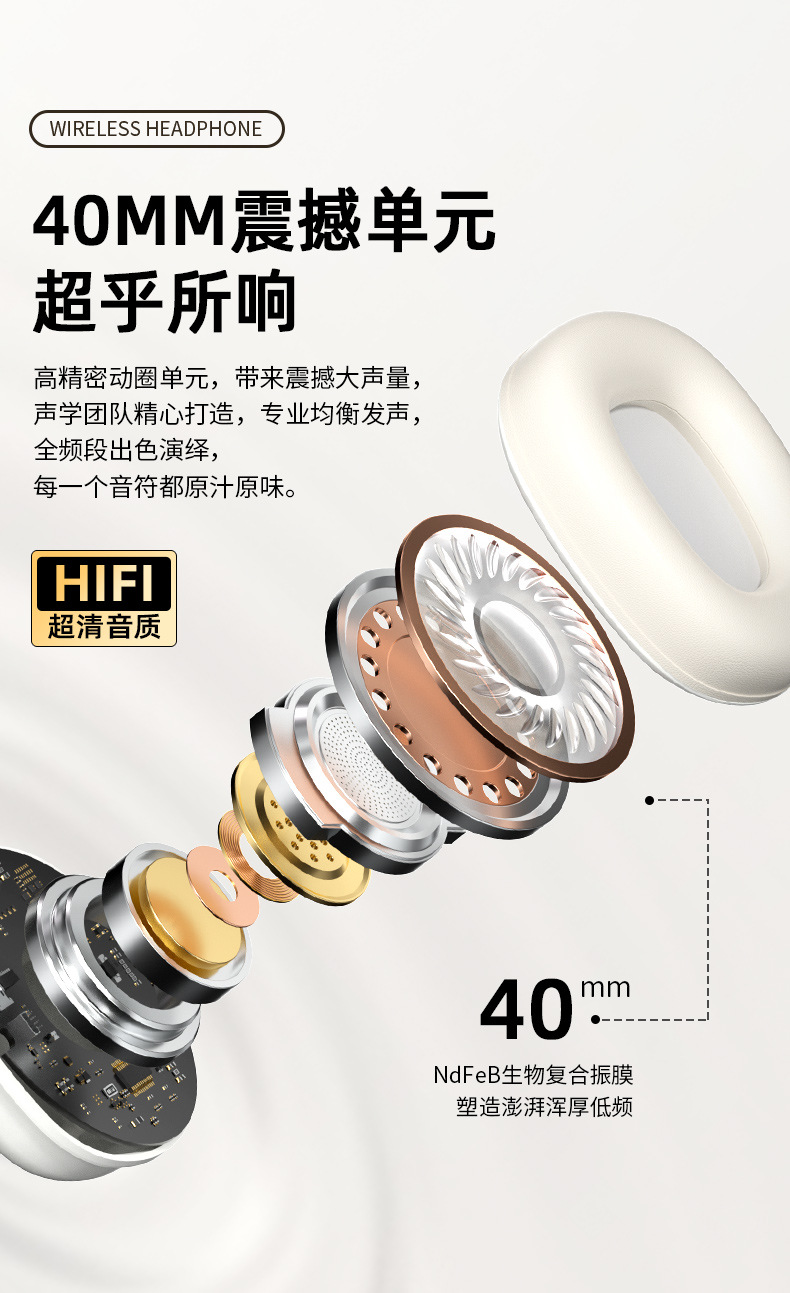 Cross-border new bestseller wireless headphones, Bluetooth gaming headphones, high-battery brand headsets, factory wholesale pic 9