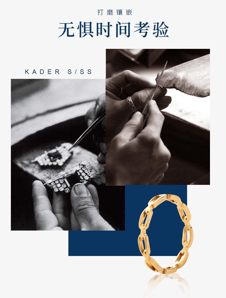 跨境 不锈钢情侣戒指 时尚个性镂空链条设计玫瑰金色钛钢饰品女详情3