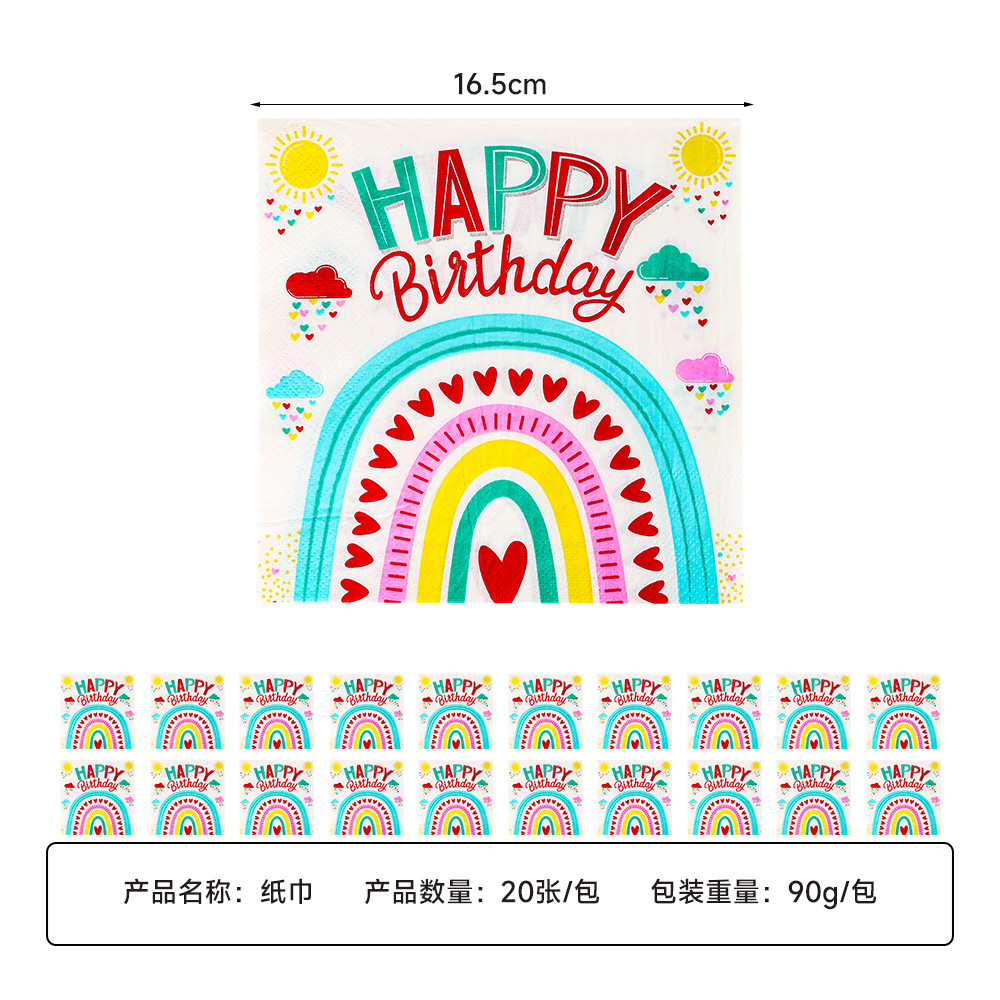 新款现货彩虹主题七彩圣诞节儿童生日派对一次性餐具套装纸杯纸盘详情8