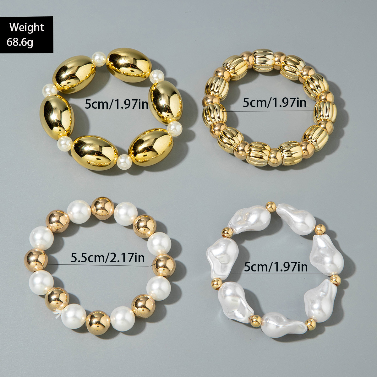 欧美跨境新款多层线条缠绕几何开口手镯套装朋克风波浪形串珠手链详情106