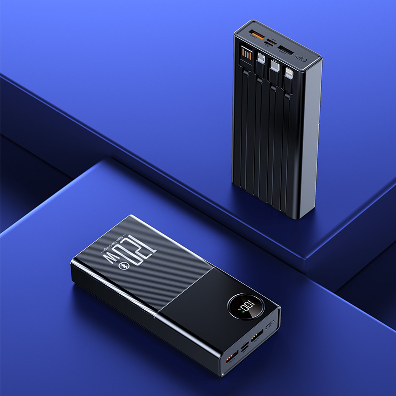 Customized new super fast charging 120W power bank with built-in cable, 20,000mah large-capacity mobile phone power bank pic 28