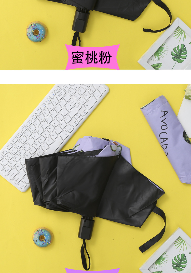 Three-fold black vinyl sun protection and UV protection, fruit Daisy UV bear umbrella, female couple umbrella, sunshade pic 15
