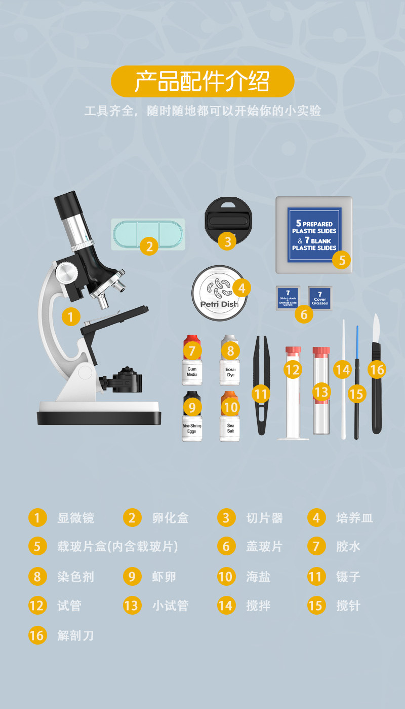 Upgraded 1200x microscope student metal microscope set High-definition high-magnification scientific experiment microscope pic 13