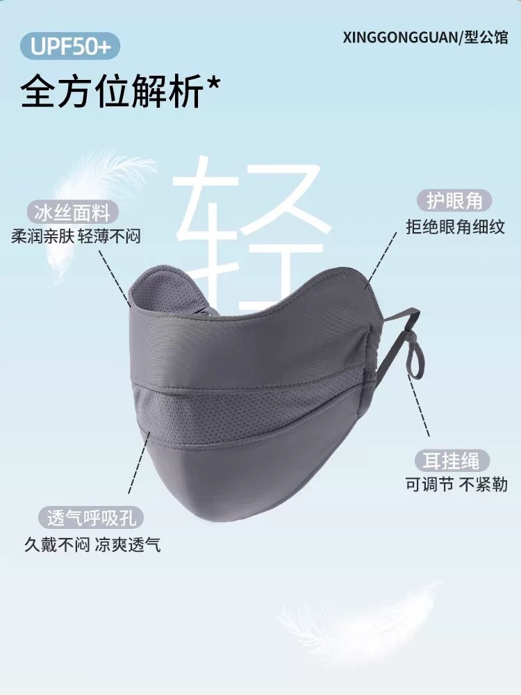 Sun protection mask for girls, high school appearance level, Summer 2025 new UV protection mask, full face ice silk breathable sun protection thin style pic 6