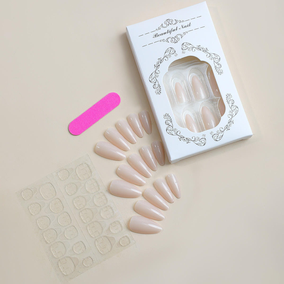 爆款穿戴甲美甲成品片杏仁型渐变冰透裸色可拆卸指甲贴美容护肤彩妆美甲工具套装详情6