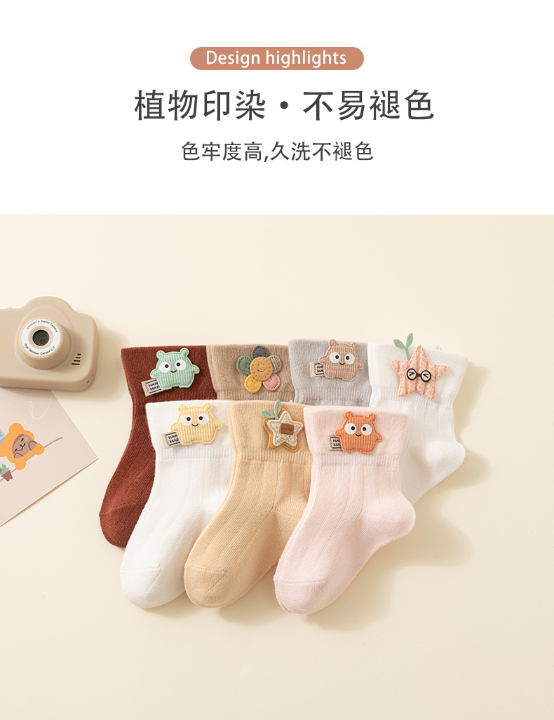 婴儿袜子春夏款宝宝中筒棉袜新生儿a类松口ins卡通可爱儿童袜批发详情5