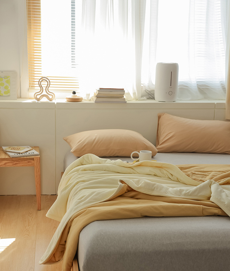 Simple Japanese Muji soft knitted cotton Tianzhu cotton quality two-color summer cool quilt, machine washable, water-washable air-conditioned quilt pic 8