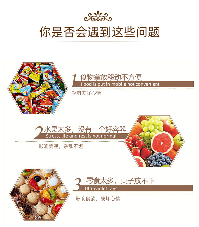 欧式水果盘子五格客厅茶几果盘高档果盘精美金色花纹收纳果盒详情3