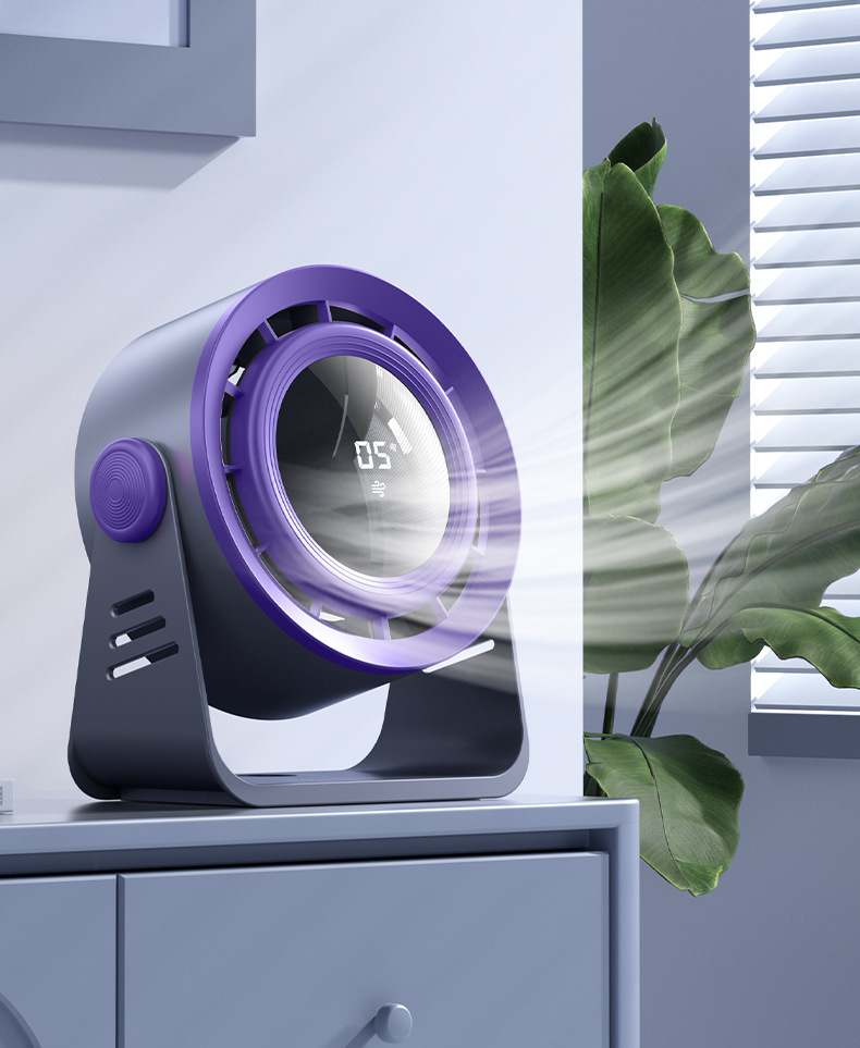 新款无叶风扇桌面风扇家用宿舍usb充电式挂壁电风扇数显循环风扇详情8