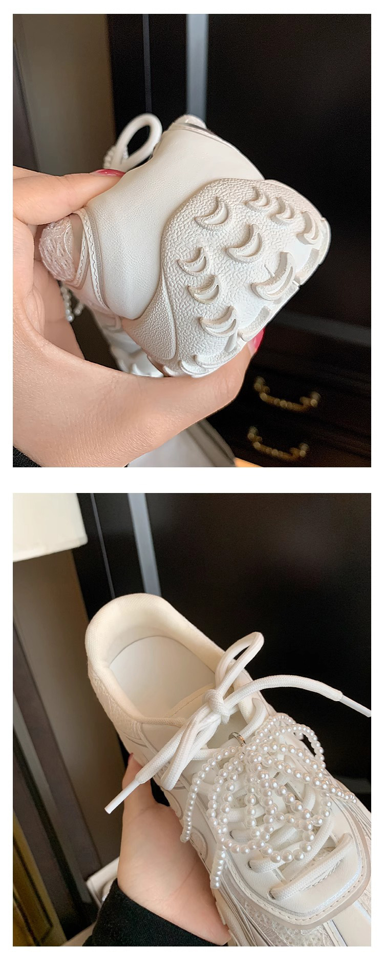 牛皮版源利通厚底运动鞋2025珍珠系带复古老爹鞋女内增高德训鞋女详情14